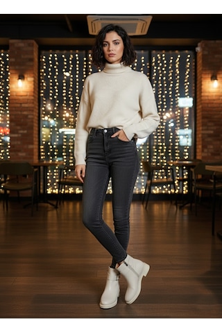 Pierre Cardin 910 Logo Detaylı Günlük Fermuarlı Kadın Bot 867800000768 14 Bej Bej