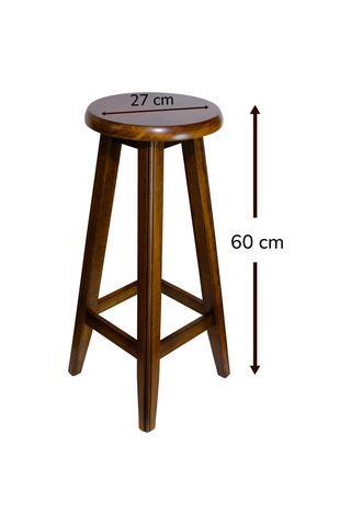 El Yapımı Doğal Ahşap Yuvarlak Tabure 60 Cm Şık Ve Dayanıklı Ceviz