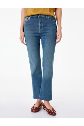 Koton Normal Bel Dar Kesim Düğmeli Pamuklu İspanyol Paça Denim Pantolon - Flare Jeans Green Cast 6sal40190md Yeşil