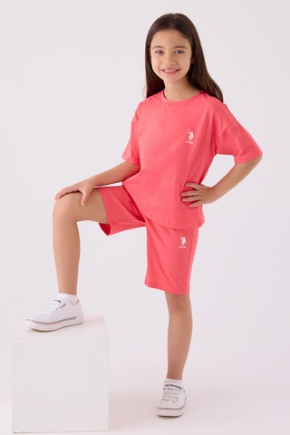 U.S. Polo Assn. Kız Çocuk Pembe Bermuda Takım Us1848-c-v23 Pembe