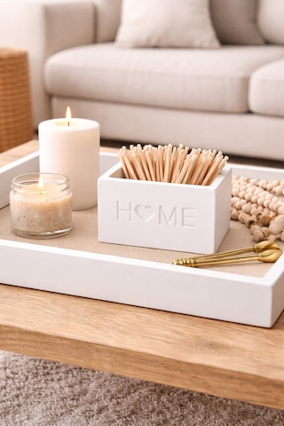 Minimalist Beton Dekoratif Obje & Takı Kutusu - "home" Serisi Beyaz