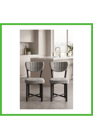 Vaveni Sandalye 2 Adet Baby Face Kumaş Metal Ayak Modern Mutfak Sandalyesi Cafe Balkon Ofis Elma 9810 Gri Arz