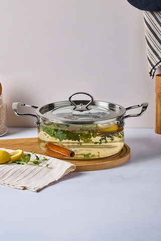 Perotti Cam Tencere 2,5 Lt Logan Silver 20x11 Cm 17644 Şeffaf