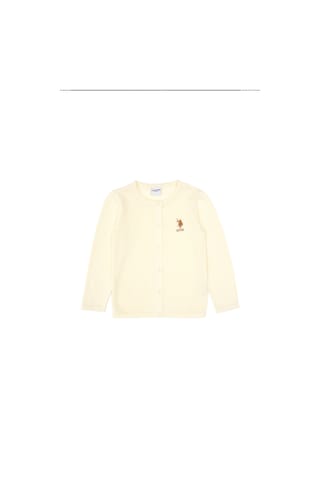 U.S. Polo Assn. Kız Çocuk Krem Düğmeli Bisiklet Yaka Triko Hırka 50316292-VR256