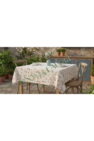 Loom & Laurel Baskılı Yıkanabilir Masa Örtüsü Mutfak Bahçe Piknik Masa Örtüsü Kırmızı Ağırlıklı Çiçek Desenli 140x140 Acı Kahverengi