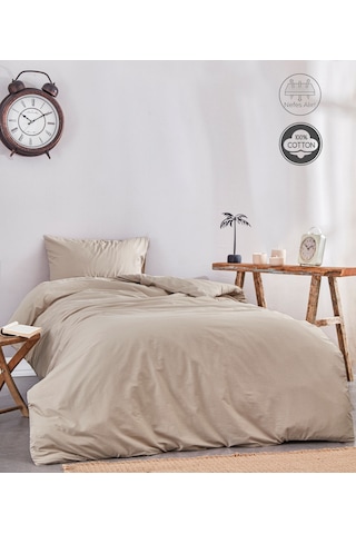 Soft Kahverengi %100 Pamuklu Tek Kişilik Nevresim Takımı