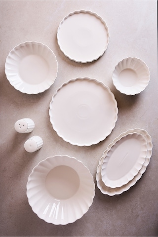 İstanbul Platin 29 Parça 6 Kişilik Porselen Yemek Takımı Beyaz Beyaz