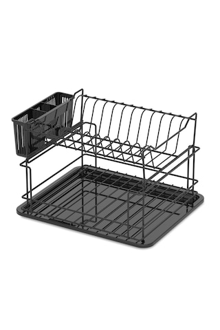 Teknotel İki Katlı Modüler Tabaklık Bulaşıklık Mat Siyah Kb010 Siyah