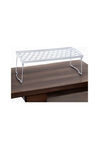 Plastik Metal Ayaklı Dikdörtgen Mini Raf Düzenleyici Organizer Beyaz