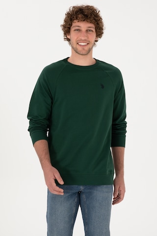 U.S. Polo Assn. Erkek Regular Fit Bisiklet Yaka Koyu Yeşil İnce Basic Sweatshirt 50313752-VR079