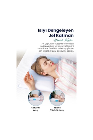 Viscofoam Comfy Terletmeyen Ortopedik Yastık Serinleten Visco Yastık Jelli Yastık 55x35x12cm