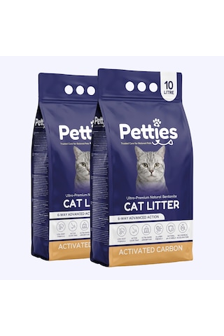 Petties Aktif Karbonlu Kedi Kumu 10 Lt X 2