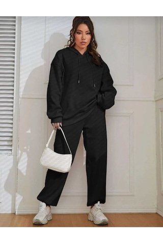 Kozia Outdoorskapşonlu Esofman Takımı Sweatshirt Jogger Siyah