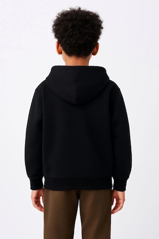 Barlashive Erkek Çocuk Kapüşonlu Kanguru Çepli Tam Fermuarlı Hırka Sweatshirt - Siyah Çok Renkli