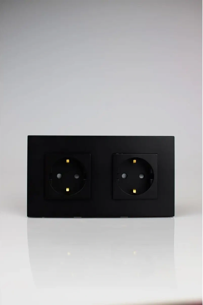 Vo'stabl Topraklamalı Çiftli Siyah Priz 145893312 102