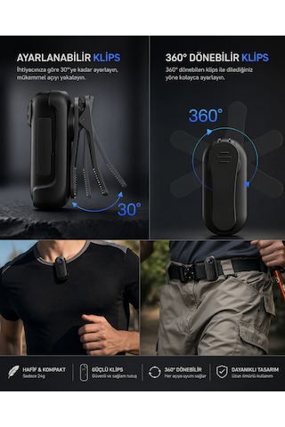 Nvg Mini Aksiyon Kamera Video Kaydedici 1080p Full Hd Wifi Klipsli Giyilebilir Taşınabilir Vücut Kamera Siyah