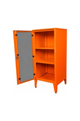 Alfafonet Ziglat Serisi Kilitli Metal Home Office Dolabı Cam Kapaklı Turuncu Ral 2004 450x1050x450 Mm