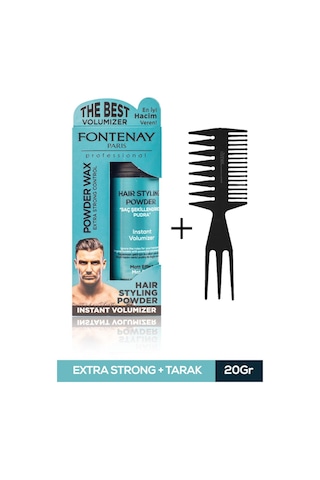 Fontenay Saç Şekillendirici Pudra Toz Wax Mat Effect Mavı 20gr + Şekil Tarağı 2'li Set
