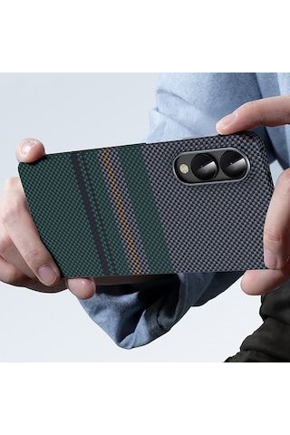 Galaxy S25 Edge Kılıf M-safe Uyumlu Benks Aurora Armorair Kevlar Karbon Fiber Kapak Yeşil