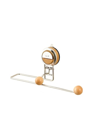 Ximistore9 Kahverengi Paslanmaz Çelik Raylı Raf - 29.8x9.3x13.9 Cm Boyutlu Duvar Rakımı Ahşap Rengi