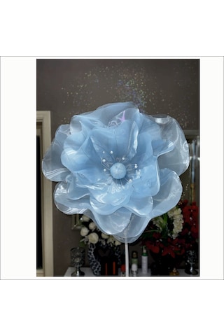 Organze Dev Çiçek Bebek Mavisi 55cm Çap 160cm Boy