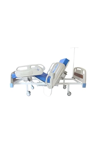 2 Motorlu Hastane Tipi Hasta Karyolası Full Abs Komple Set, 10 Cm Yatak Ve Serum Askısı Dahil