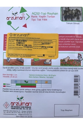 Arzuman Kokulu Top Fesleğen - Reyhan Tohumu 100 Adet