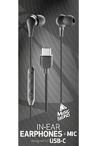 Music Sound Type-c Silikonlu Kablolu Kulak Içi Kulaklık Siyah -