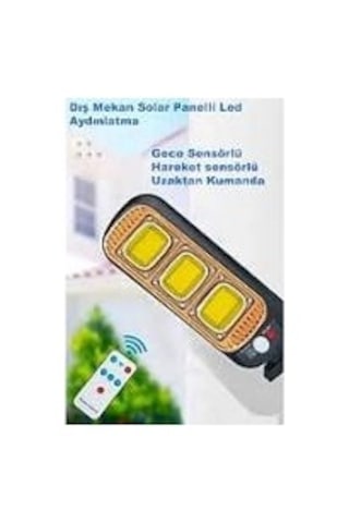 Solar Panel Su Geçirmez Uzaktan Kumandalı Led Hareket Sensörü Bahçe Ve Dış Mekan Lambası 0177