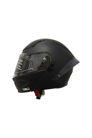 Ws-210 Güneş Vizörlü Çene Açılır Kask Matt Black Şeffaf Vizörlü İtaly Dizany Siyah