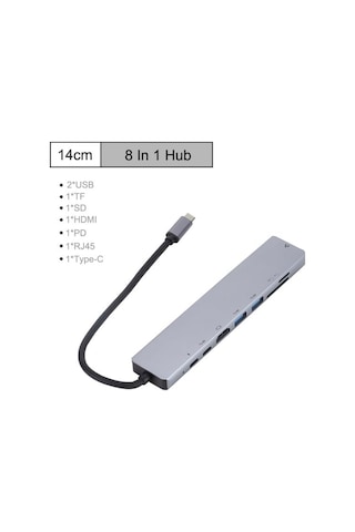 5 In 1 Ethernet Sd Usb Type C Hub Hdmı Girişli Apple Uyumlu MacBook Çevirici
