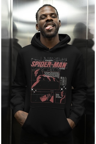 Sevbano Vintage Tasarım Spider-man Baskılı Unisex Oversize Örümcek Adam F Siyah