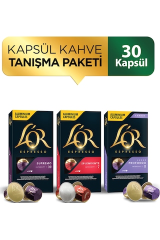 L'or Nespresso Uyumlu Kapsül L'or Supremo + L'or Splendente + L'or Lungo Kahve 3 x 10'lu