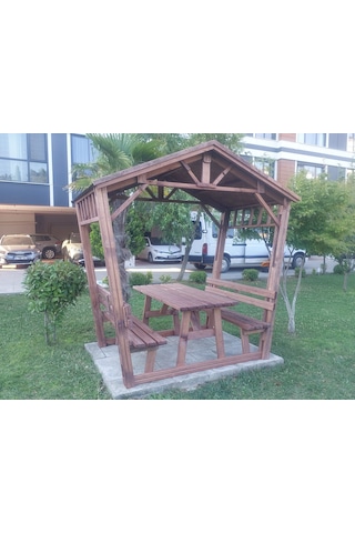 Ahşap Bahçe Kamelyası Pergola P7 Maun