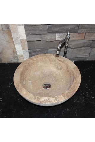 Noche Traverten Oval Dizayn Lavabo