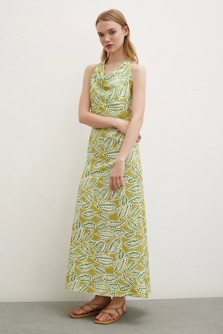 Degaje Yaka Maxi Elbise Yeşil Yeşil