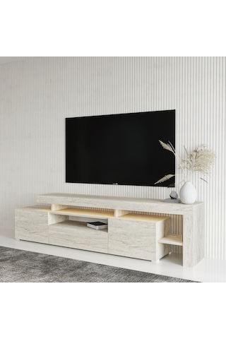 T0014 Led Işıklı Tv Sehpası - Traverten Traverten