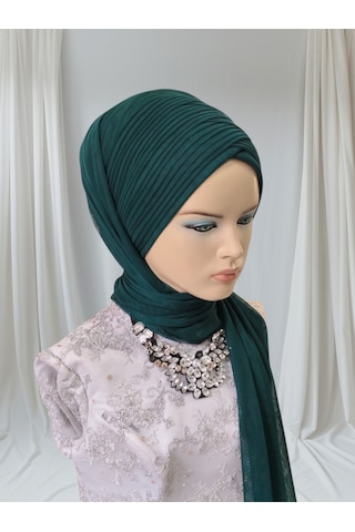Tunahazırturban Zümrüt Sevda Şal Model Hazır Duvak Hazır Şal Hazır Türban Yeşil