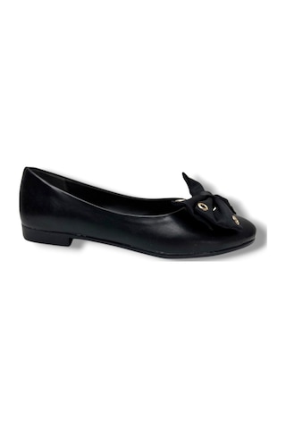 C-shoes Ys304-26 Cilt Kapsüllü Saten Papyonlu Anatomik Kadın Babet Sıyah