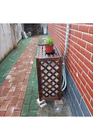 Premium Masif Ahşap Dış Mekan Klima Kapağı - Ahşap Panjur Gizlilik Çit Perdesi, Toz Önleyici Çiçek Rafı Ve Gizli Isı Pompası Izgaraları 105x47x80cm - Hava Koşullarına Dayanıklı Ve Şık Desi Diğer