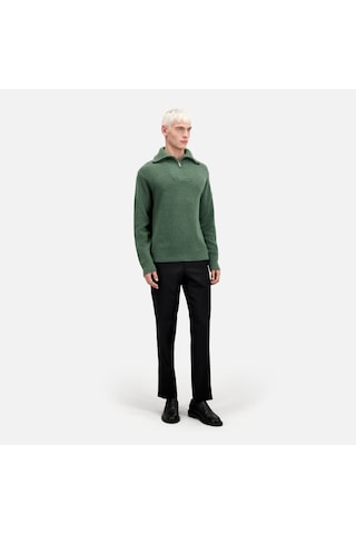 The Kooples Erkek Yarım Fermuarlı Yeşil Yün Kazak