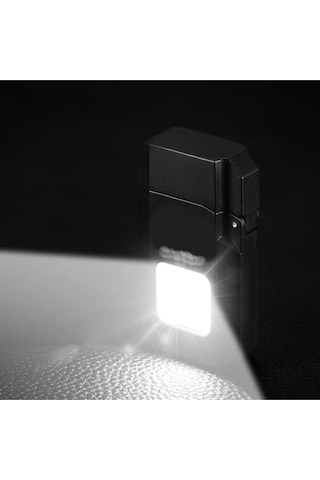 Siyah Gazsız Rezistanslı Elektrikli Usb Şarjlı Çakmak Mini Cob El Fenerli 2 In 1 Mini Projektörlü