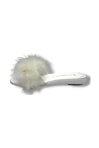 Whipper 9805-26 Fashion Tüylü Kadın Terlik Beyaz