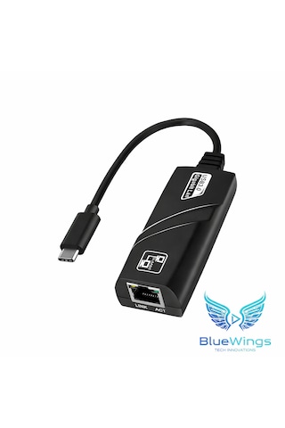 Blue Wings Usb Type-c To Ethernet Dönüştürücü 1000 Mbps Usb 3.0 Gigabit Lan Adaptör Apple Uyumlu Macbook, Laptop, Tablet  Hızlı Internet Adaptörü