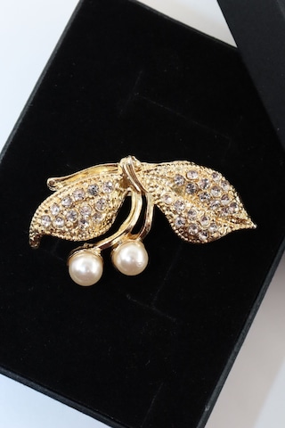 Gold Renk Fiyonk İnci Broş. Kristal Taşlı Tasarım İncili Fiyonk Yaka İğnesi Erkek Kadın Broş Gold