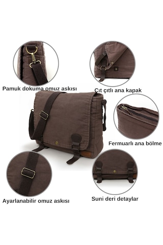 Old Cotton Cargo 8045 Kahverengi Postacı Omuz Kanvas Laptop Çanta Kahverengi