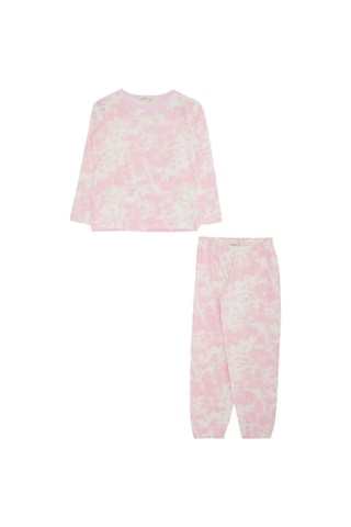 Kız Çocuk Batik Desenli Pamuklu Pijama Takımı-13678 Pembe
