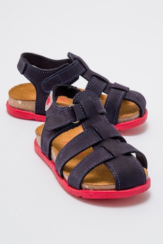 Mnpc Unisex Çocuk Lacivert Hakiki Deri Mantar Tabanlı Günlük Çocuk Sandalet 25y2s10048324 Lacivert