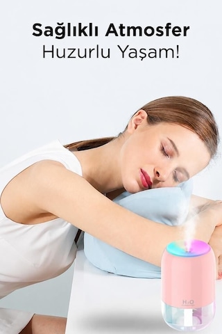 Kokulu Cihaz Su Buharı Ortam Ferahlatıcı Hava Nemlendirici Buhar Makinesi H6 Pembe 200ml