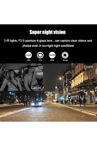 3 Kameralı /1080p Ultra Kaliteli/ Wifi Özellikli/g-sensör/gece Gö